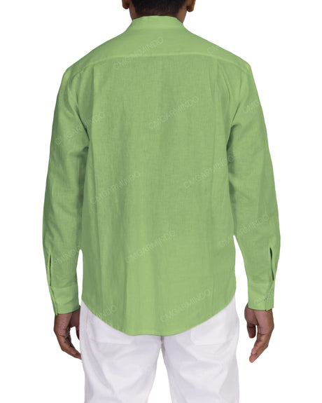 Long Sleeve Mandarin Collar Shirt