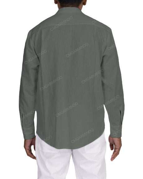 Long Sleeve Mandarin Collar Shirt