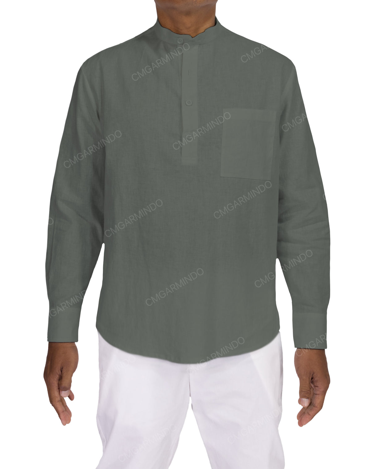 Long Sleeve Mandarin Collar Shirt