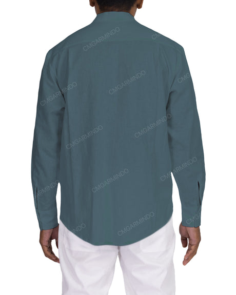 Long Sleeve Mandarin Collar Shirt