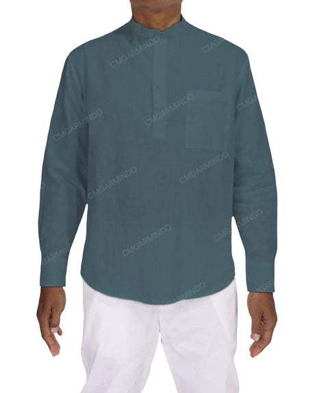 Long Sleeve Mandarin Collar Shirt