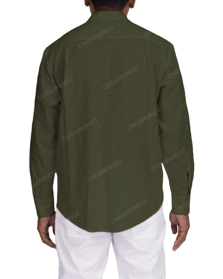 Long Sleeve Mandarin Collar Shirt