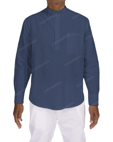 Long Sleeve Mandarin Collar Shirt