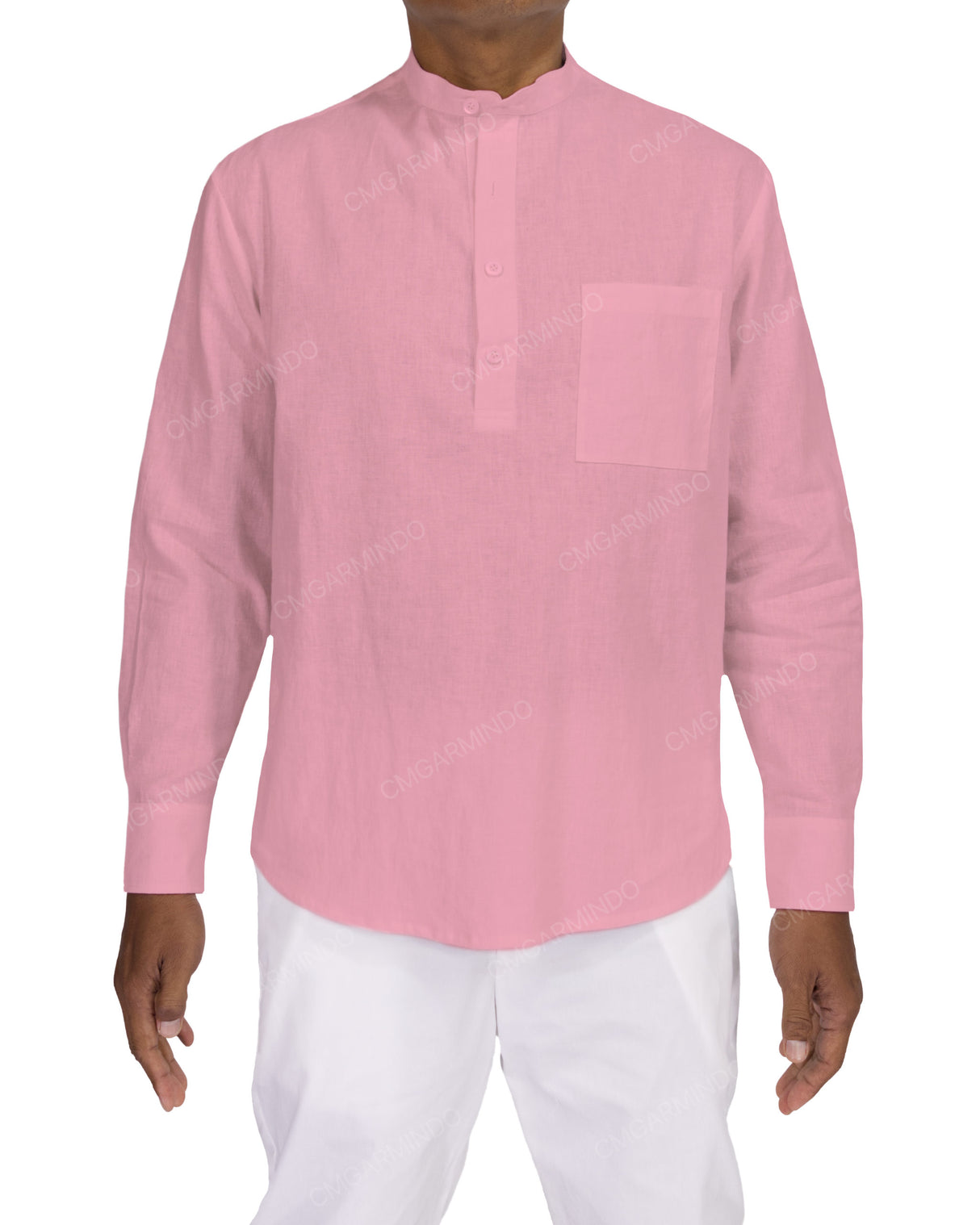 Long Sleeve Mandarin Collar Shirt