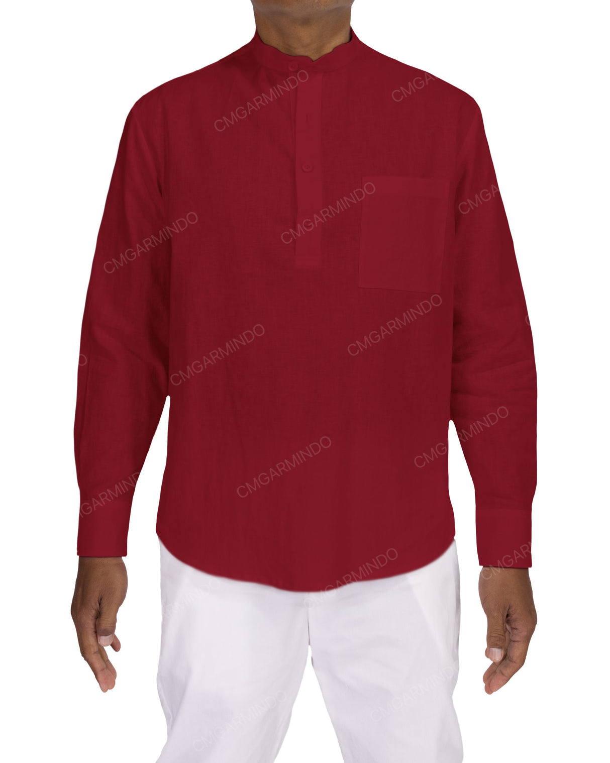 Long Sleeve Mandarin Collar Shirt