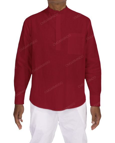 Long Sleeve Mandarin Collar Shirt