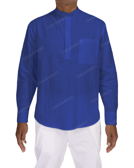 Long Sleeve Mandarin Collar Shirt