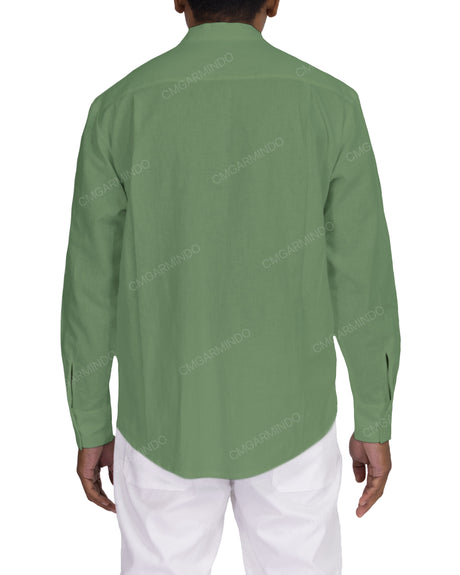 Long Sleeve Mandarin Collar Shirt