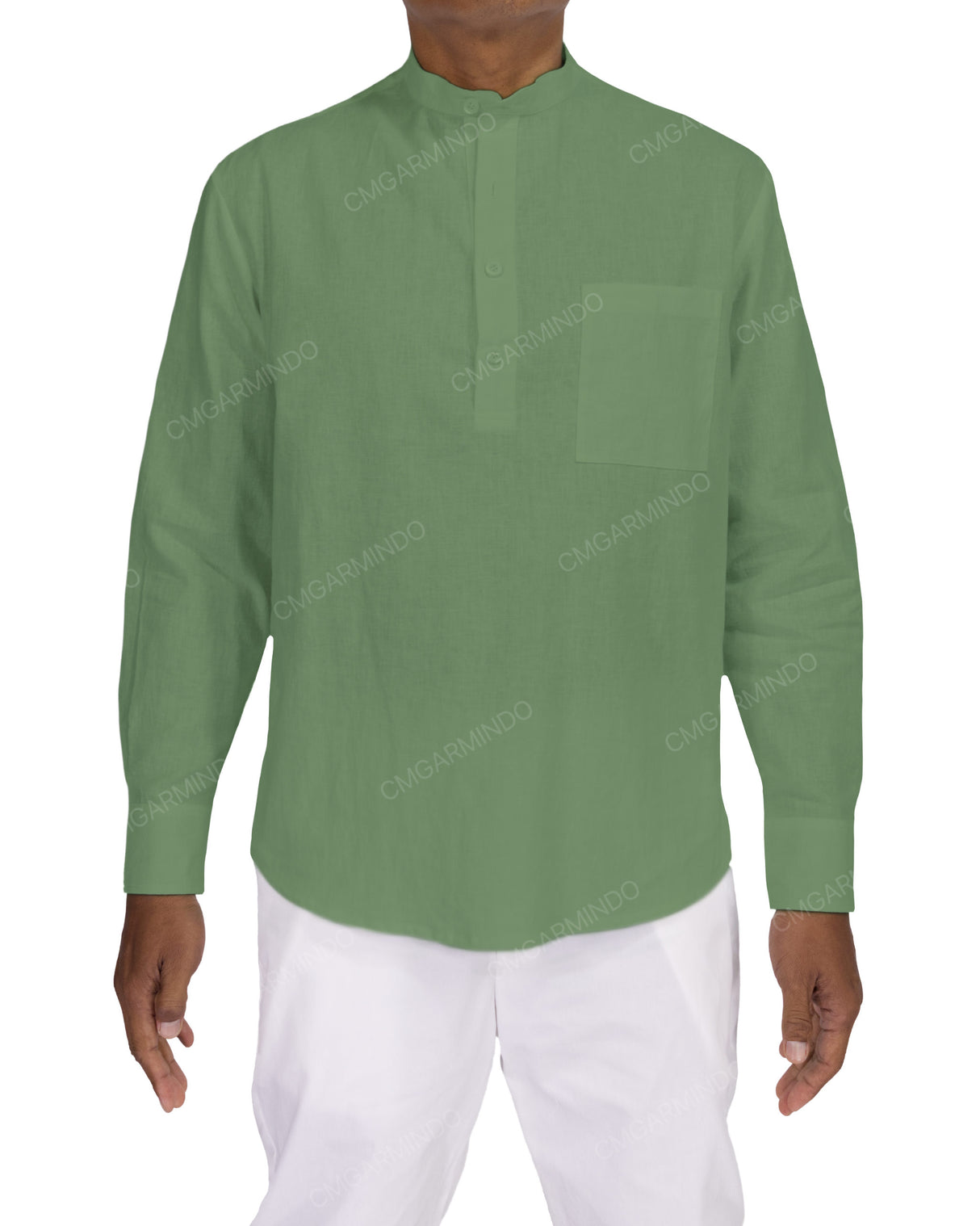 Long Sleeve Mandarin Collar Shirt