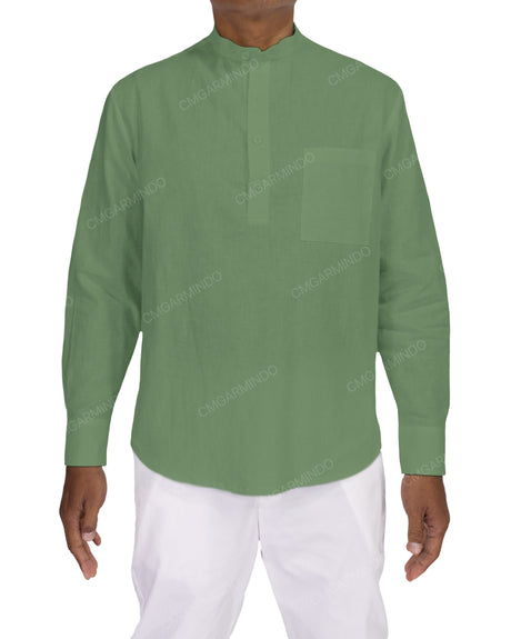 Long Sleeve Mandarin Collar Shirt