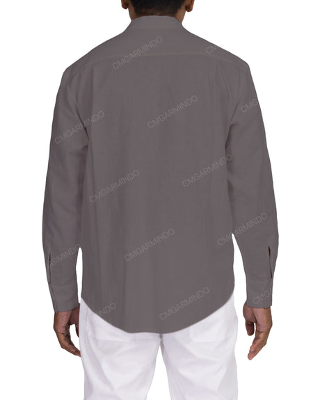 Long Sleeve Mandarin Collar Shirt