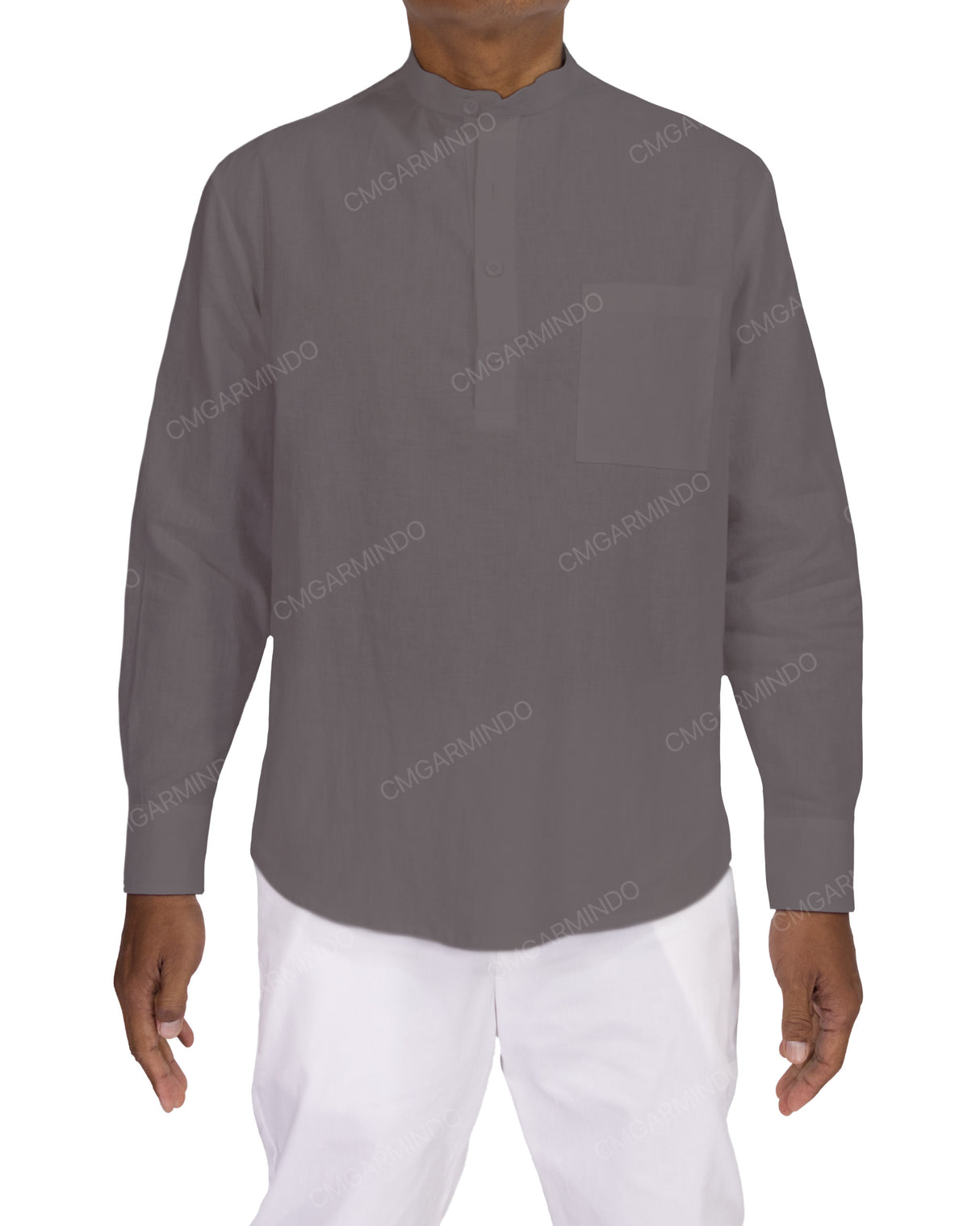 Long Sleeve Mandarin Collar Shirt