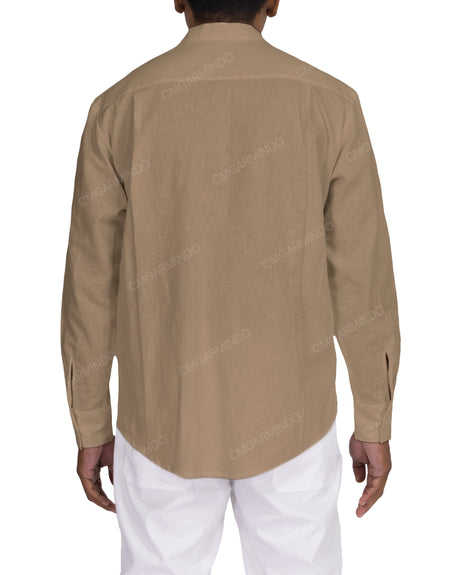 Long Sleeve Mandarin Collar Shirt