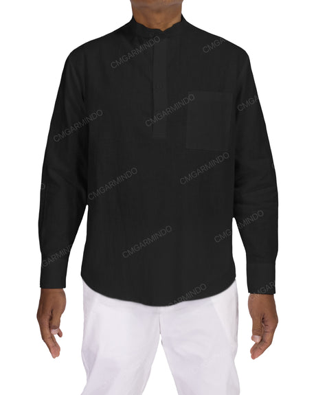 Long Sleeve Mandarin Collar Shirt