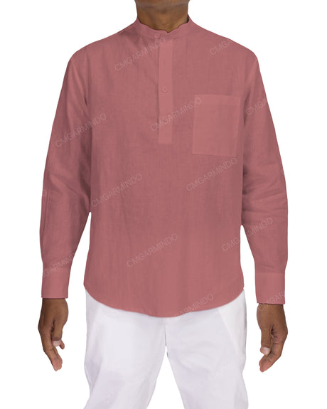Long Sleeve Mandarin Collar Shirt
