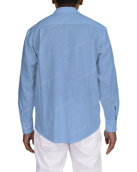 Long Sleeve Mandarin Collar Shirt