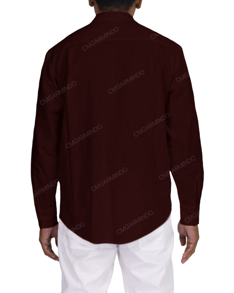 Long Sleeve Mandarin Collar Shirt