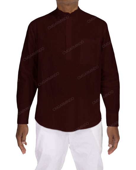 Long Sleeve Mandarin Collar Shirt