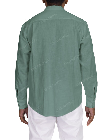 Long Sleeve Mandarin Collar Shirt