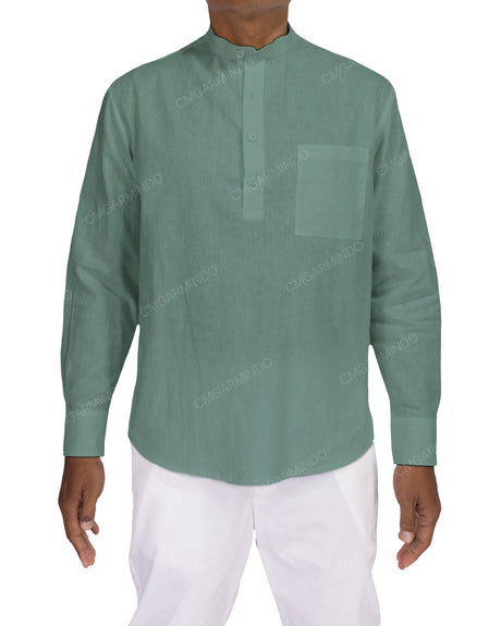 Long Sleeve Mandarin Collar Shirt