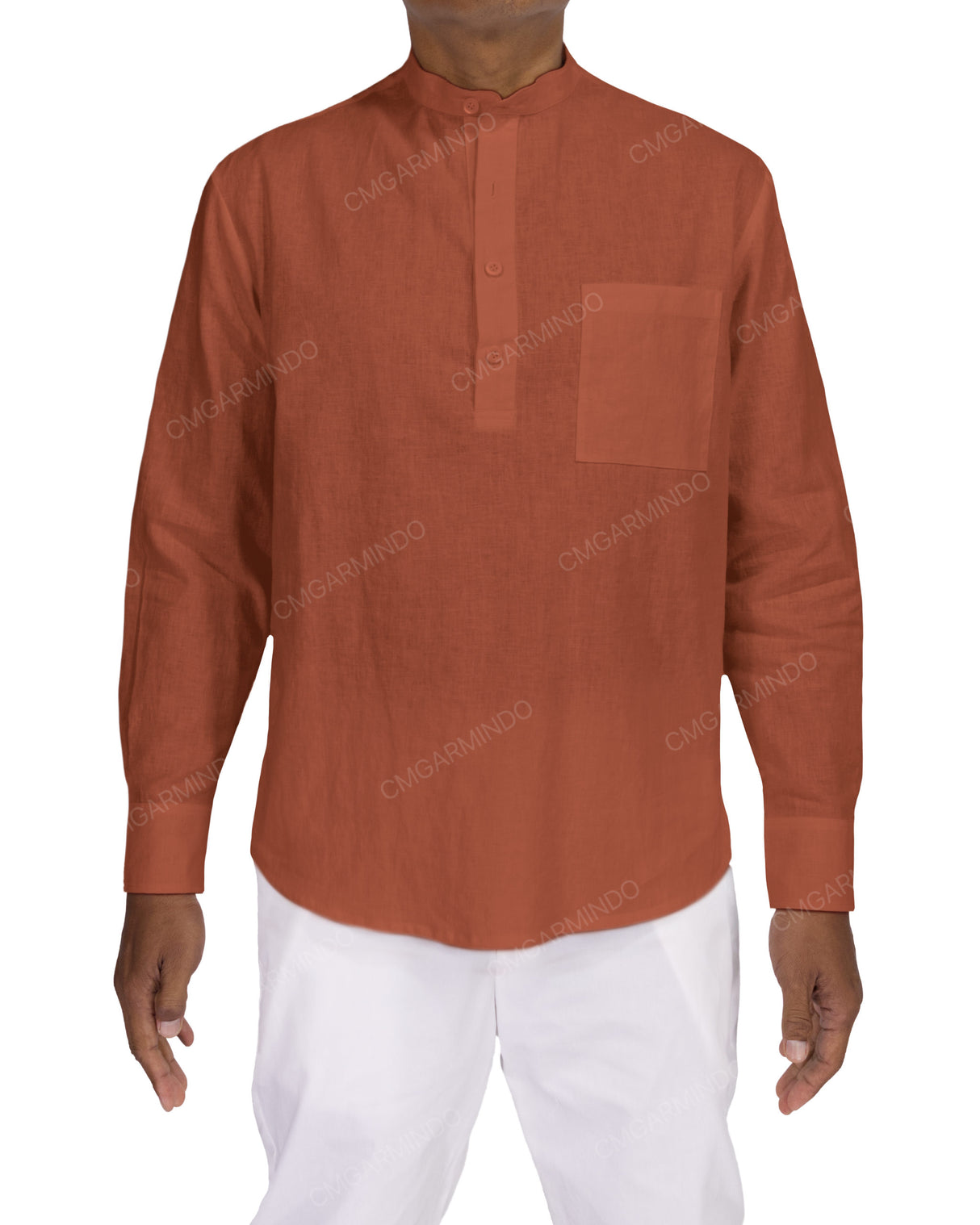 Long Sleeve Mandarin Collar Shirt