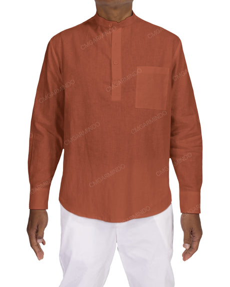 Long Sleeve Mandarin Collar Shirt