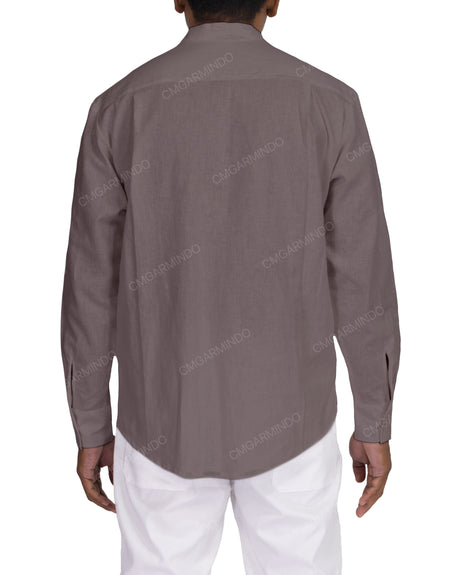 Long Sleeve Mandarin Collar Shirt