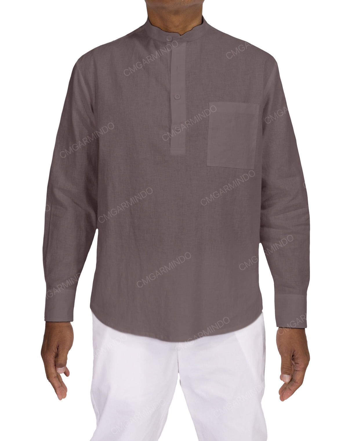 Long Sleeve Mandarin Collar Shirt