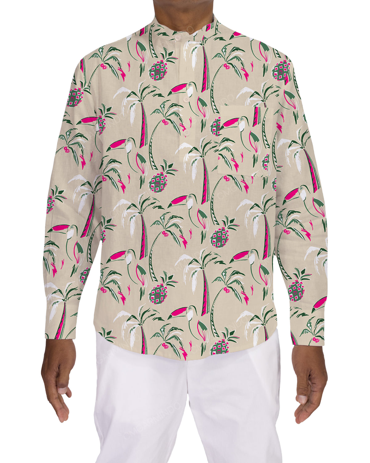 Long Sleeve Mandarin Collar Shirt