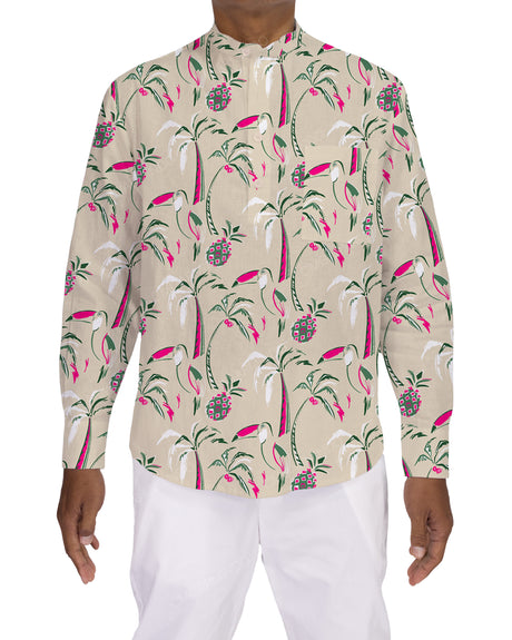 Long Sleeve Mandarin Collar Shirt