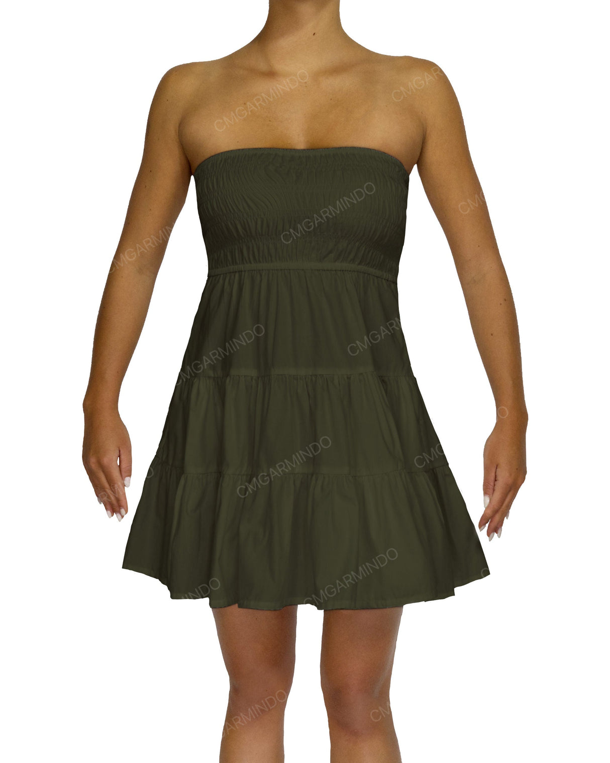 Shirred Tube Top Mini Dress