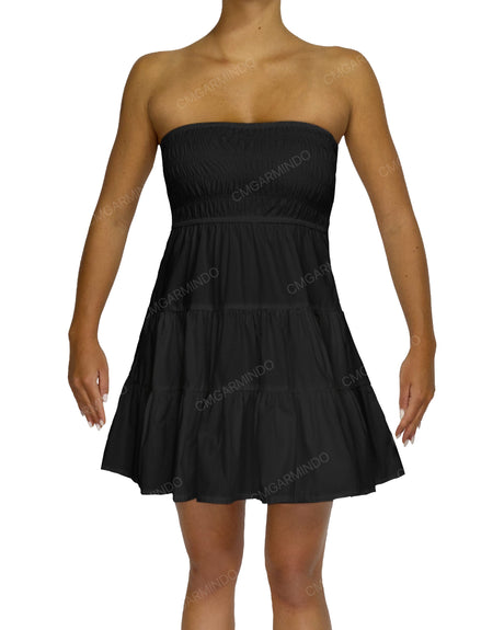 Shirred Tube Top Mini Dress