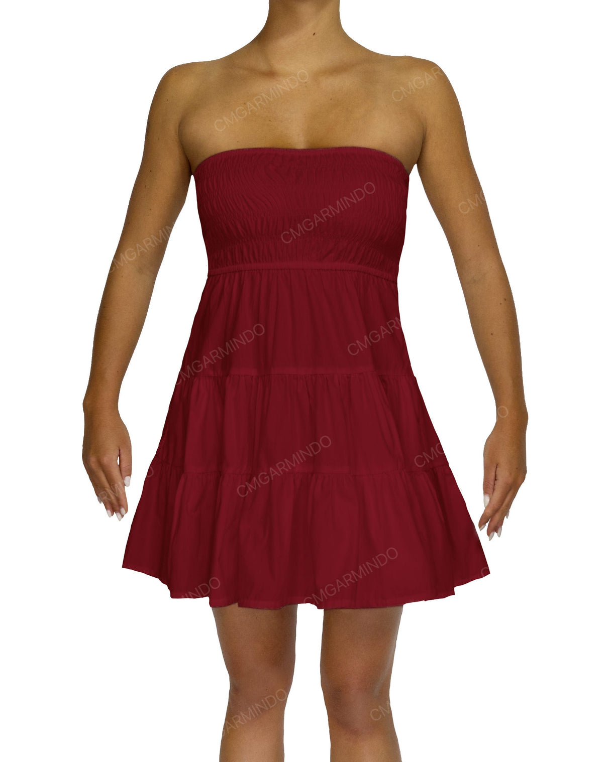 Shirred Tube Top Mini Dress