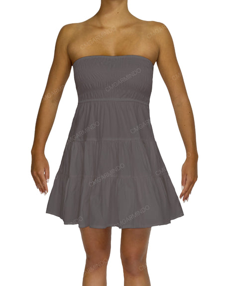 Shirred Tube Top Mini Dress