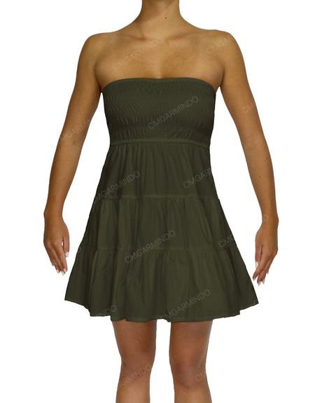 Shirred Tube Top Mini Dress