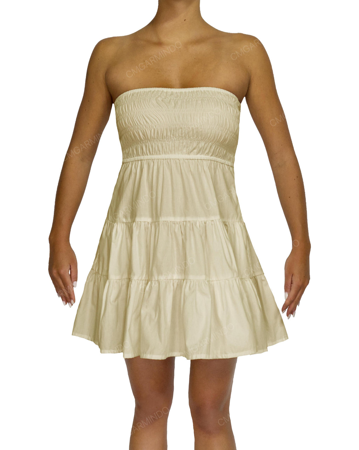 Shirred Tube Top Mini Dress