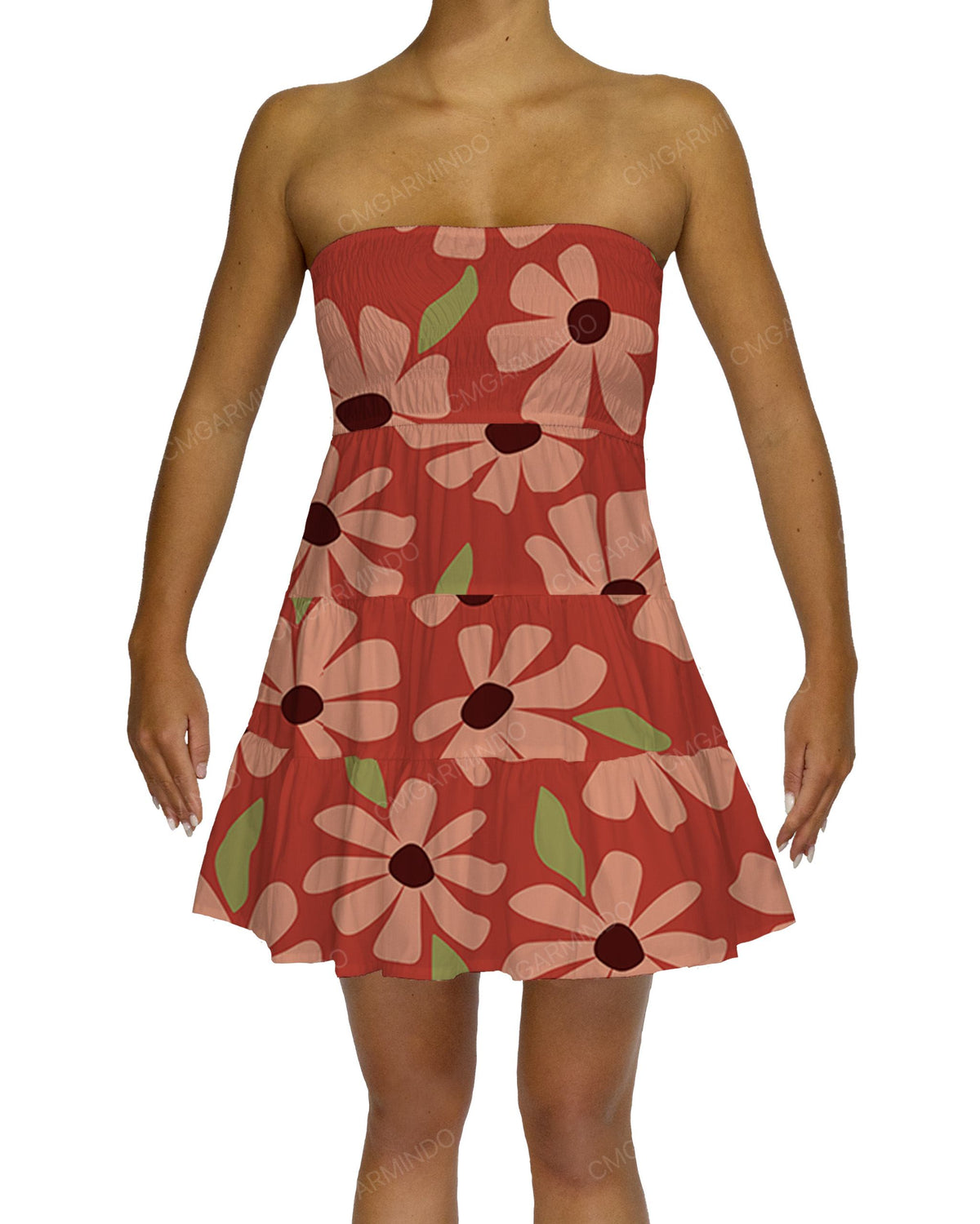 Shirred Tube Top Mini Dress