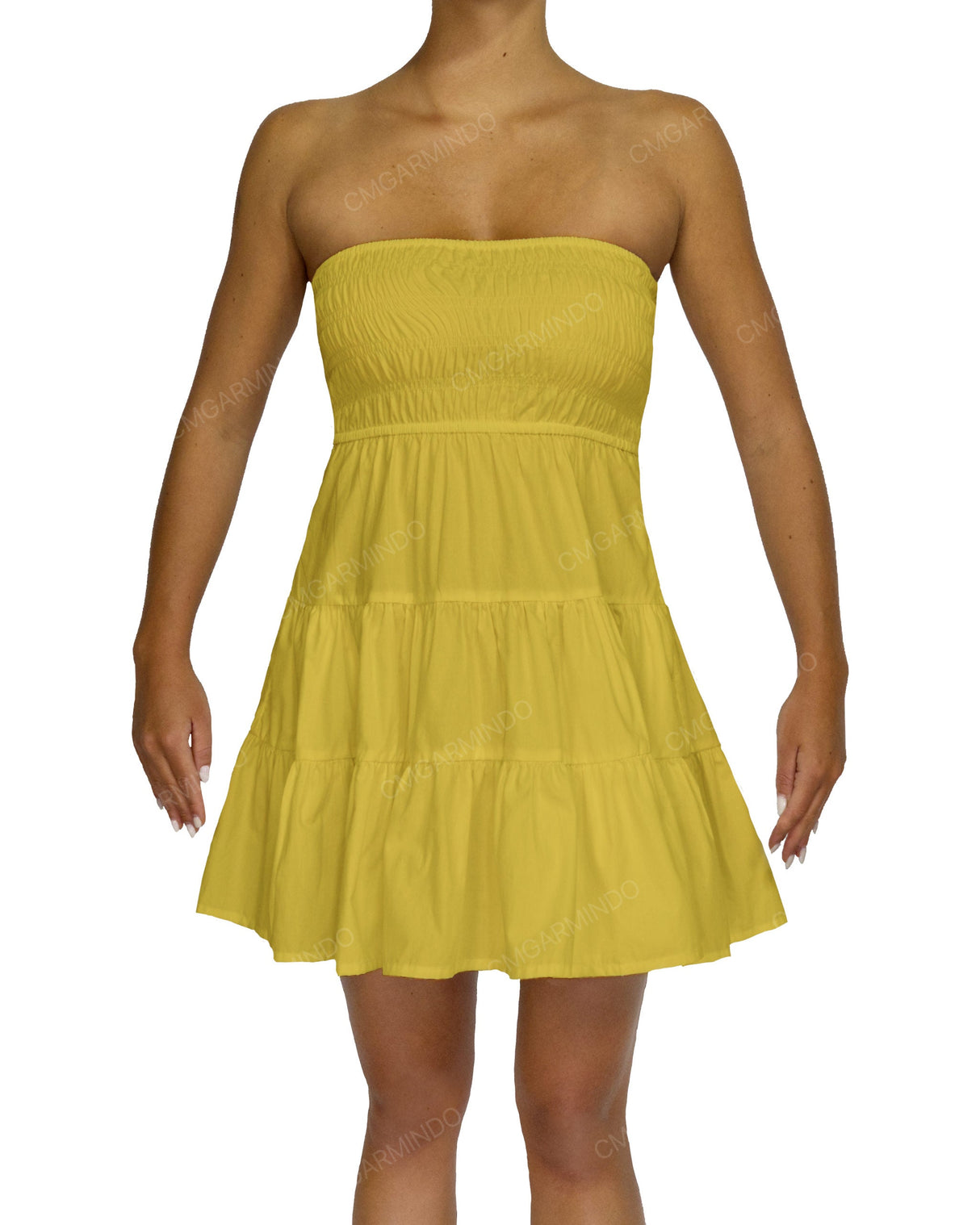 Shirred Tube Top Mini Dress