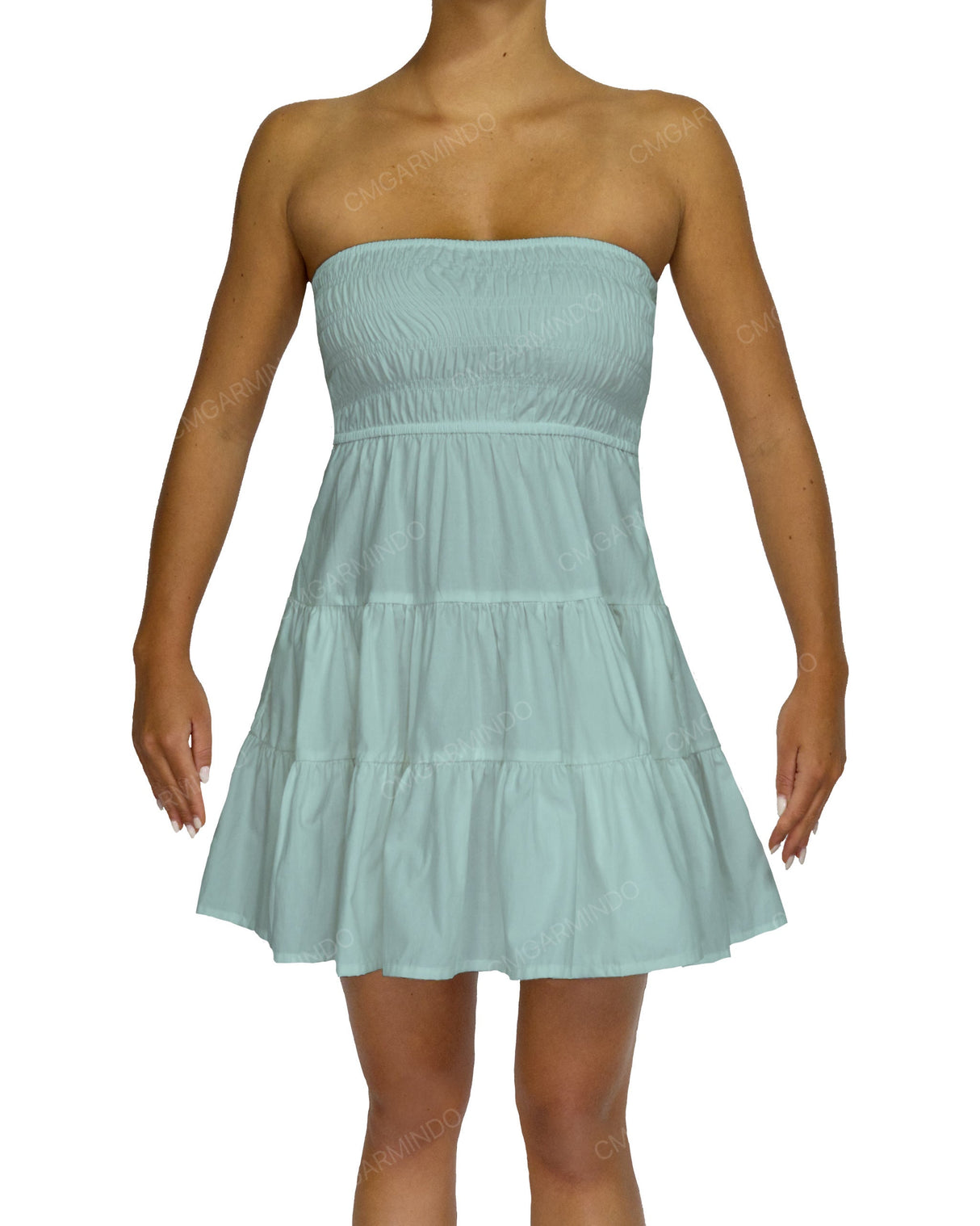 Shirred Tube Top Mini Dress
