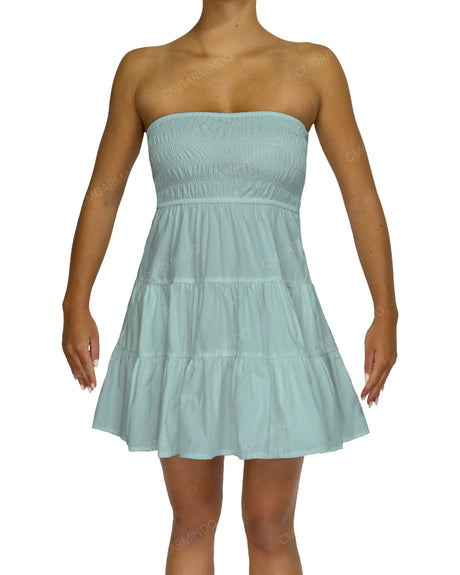 Shirred Tube Top Mini Dress