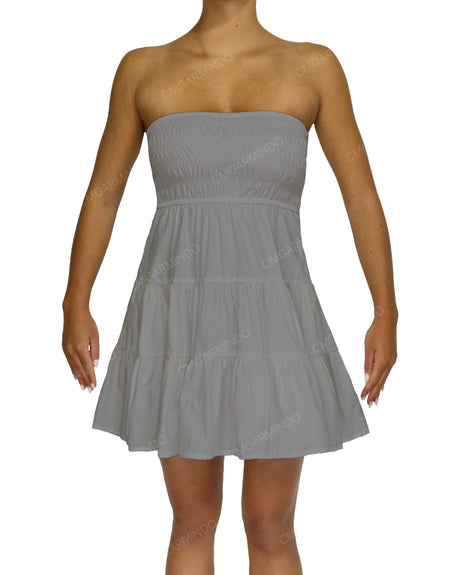 Shirred Tube Top Mini Dress