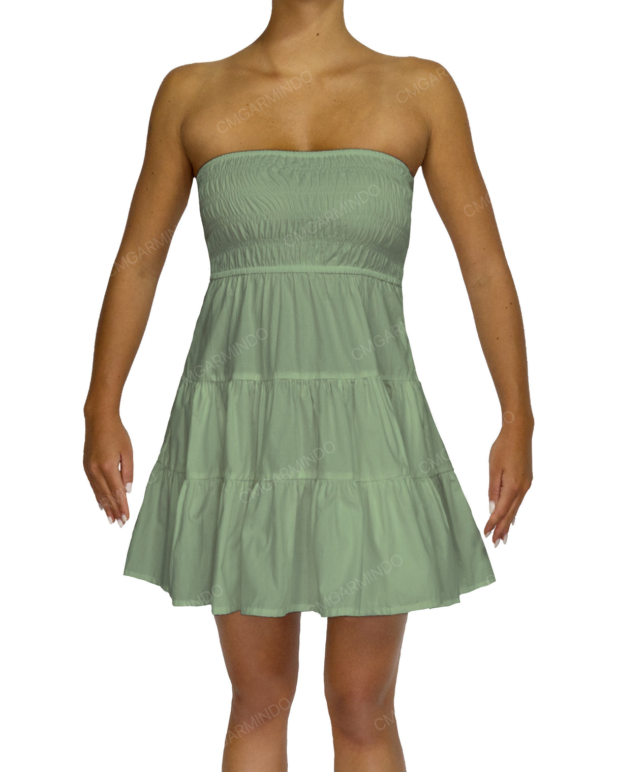 Shirred Tube Top Mini Dress