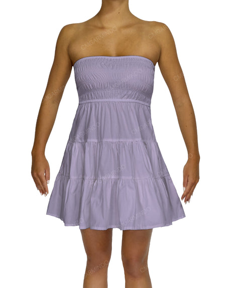 Shirred Tube Top Mini Dress