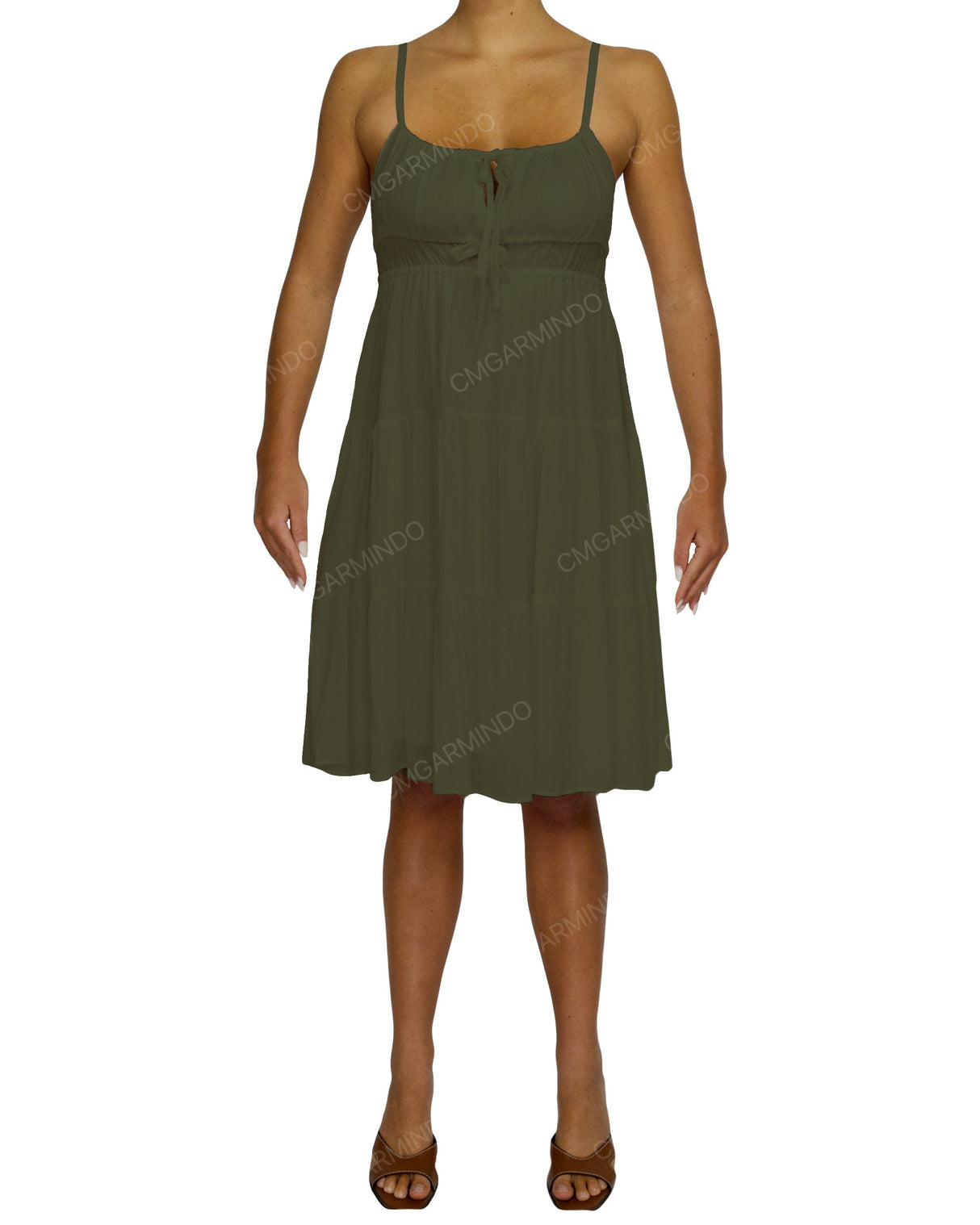 Shirred Waist Tiered Mini Dress