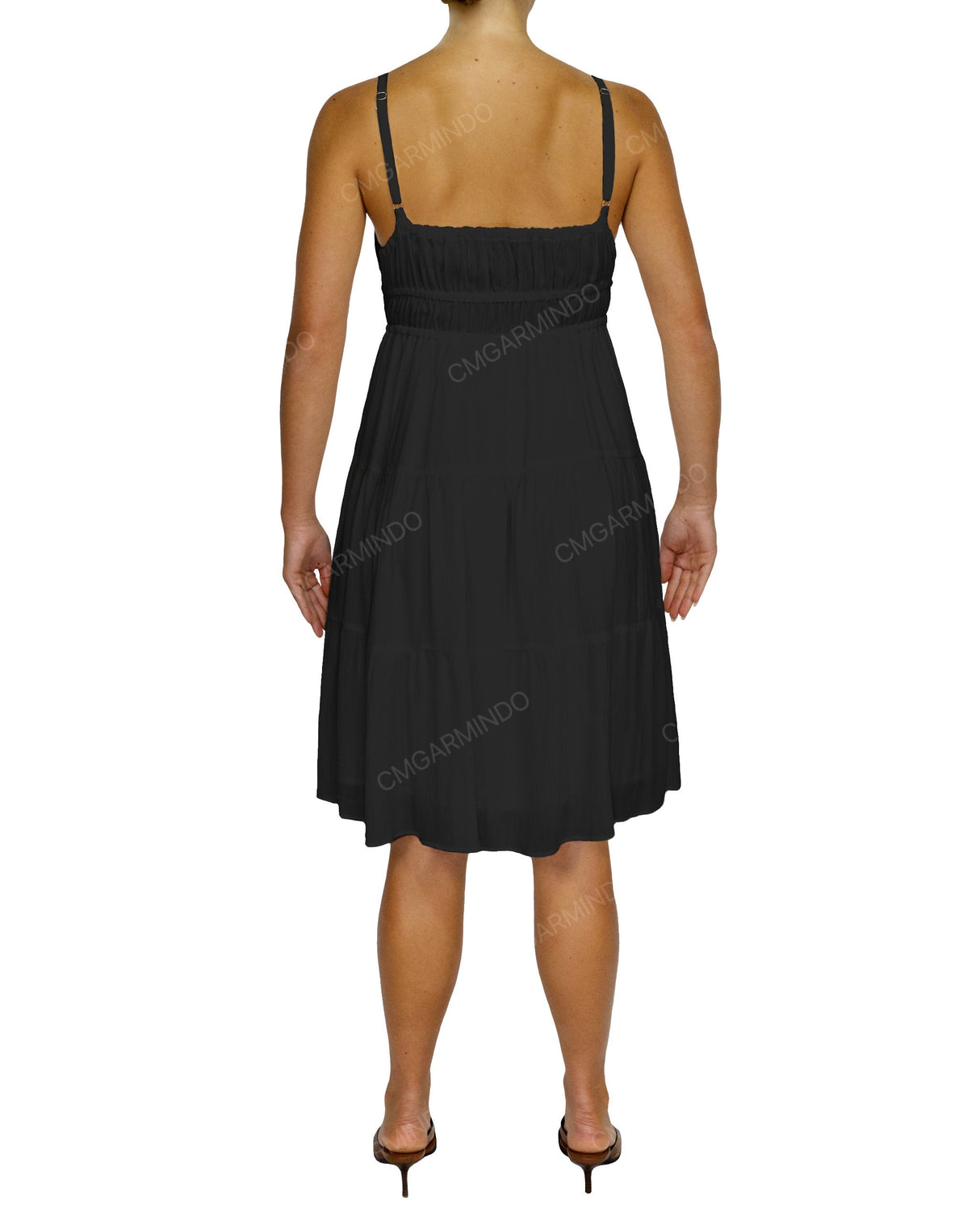 Shirred Waist Tiered Mini Dress