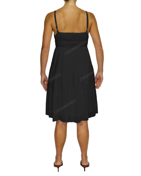 Shirred Waist Tiered Mini Dress