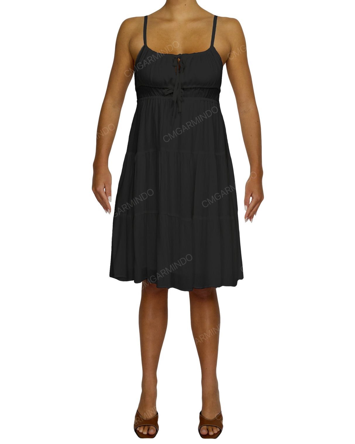 Shirred Waist Tiered Mini Dress