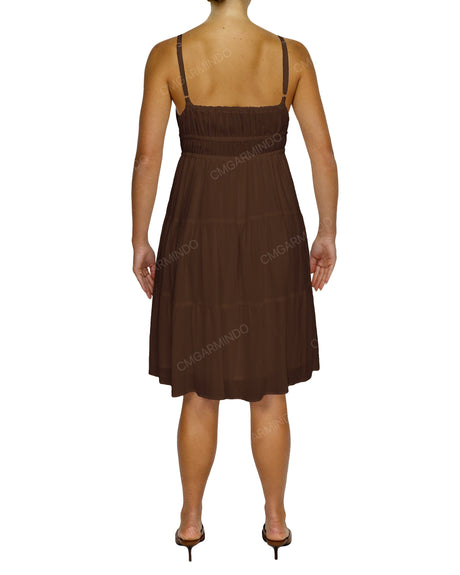 Shirred Waist Tiered Mini Dress