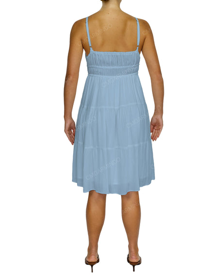 Shirred Waist Tiered Mini Dress