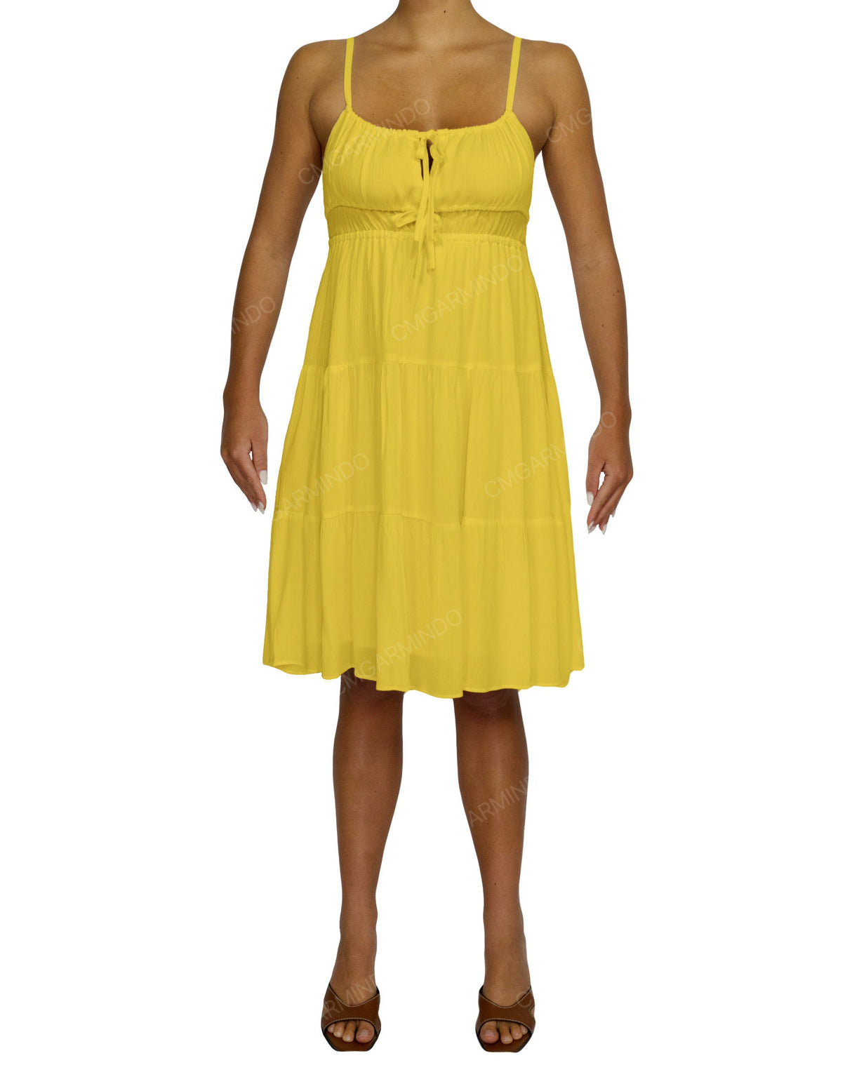 Shirred Waist Tiered Mini Dress
